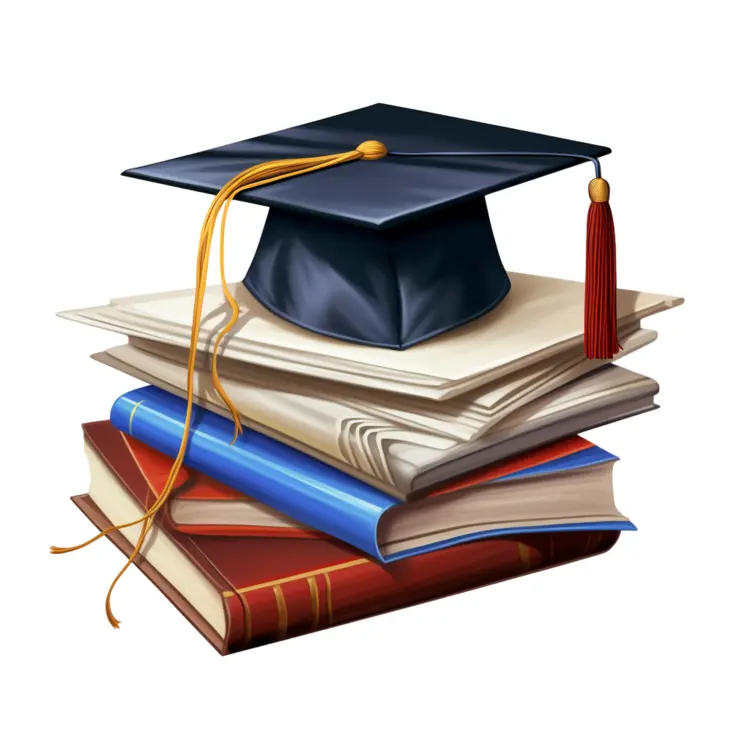 Graduation Cap on Stack of Books
