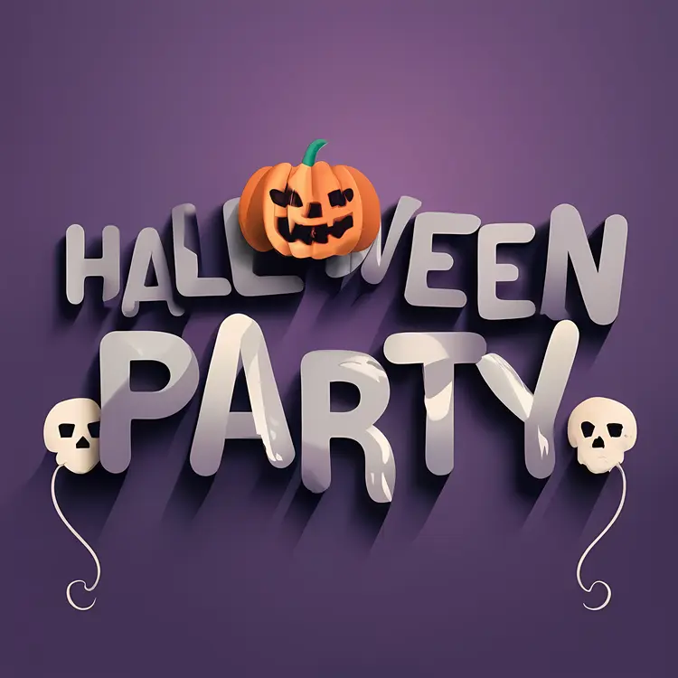 Halloween Party with Pumpkin and Skulls