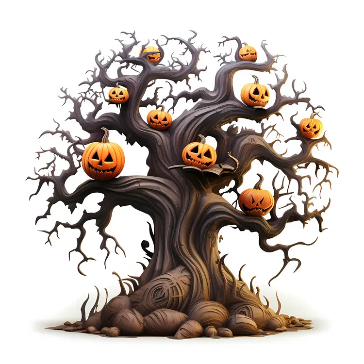 Halloween Pumpkin Tree with Jack-o'-lanterns