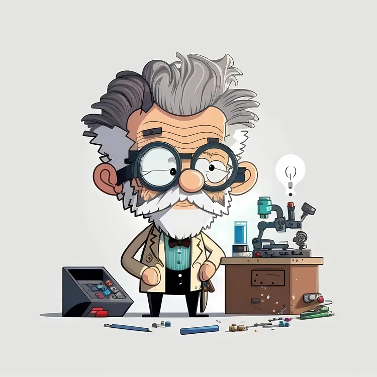 Elderly Scientist with Microscope