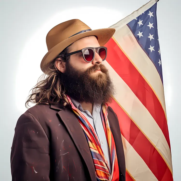 Stylish Man with American Flag