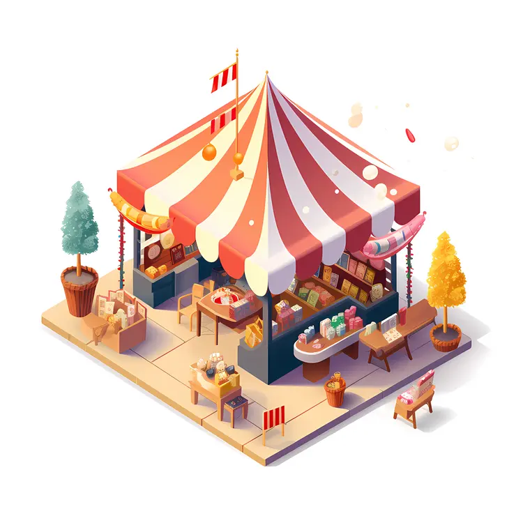 Red and White Striped Christmas Tent