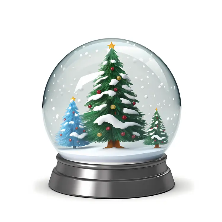 Festive Snow Globe with Christmas Trees