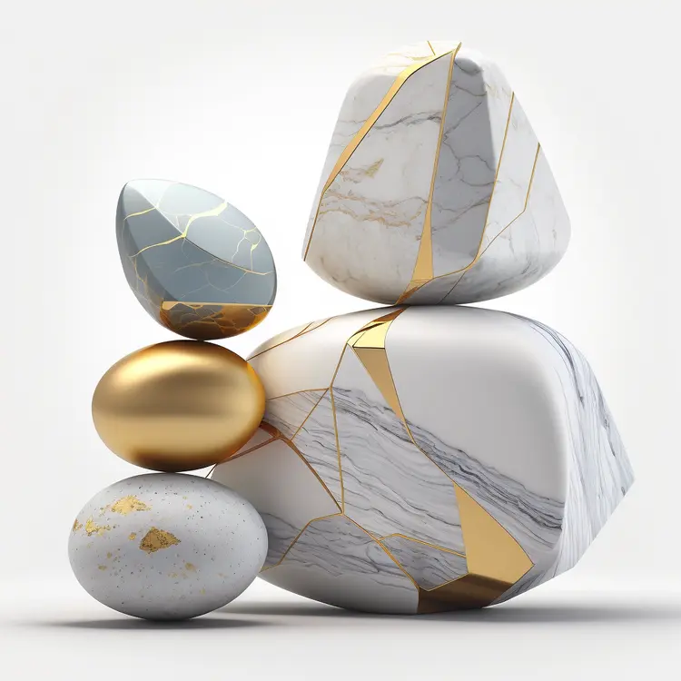 Elegant Marble and Gold Stones in Balance