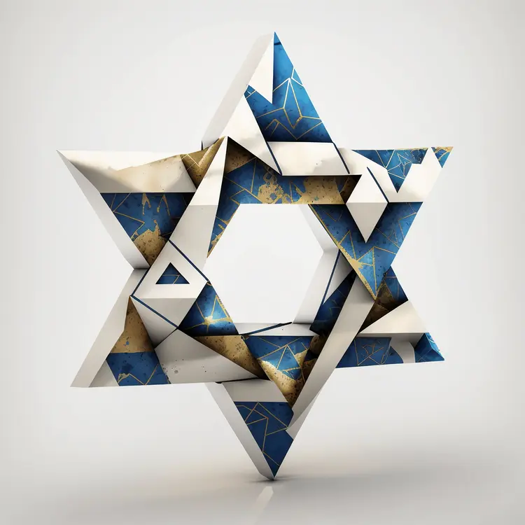 Geometric Star of David in Blue and Gold