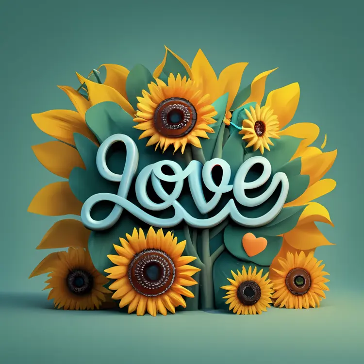 Sunflowers with Love Sign