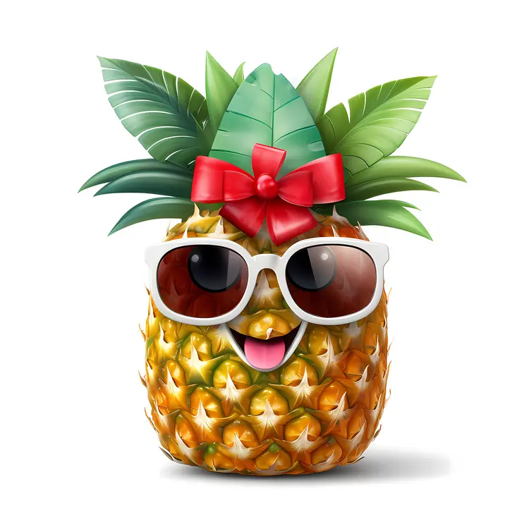 Cool Pineapple with Sunglasses and Bow