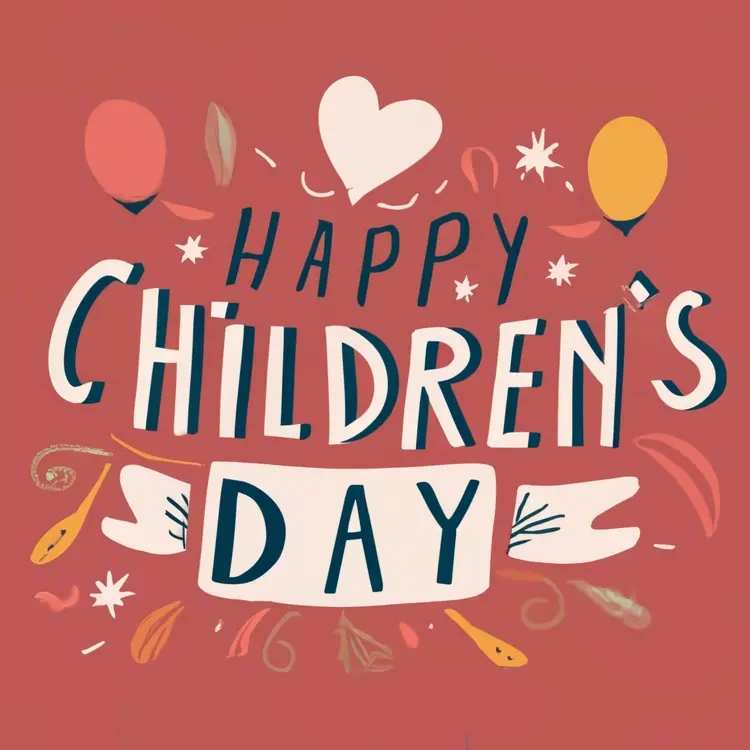 Happy Children's Day Text with Balloons