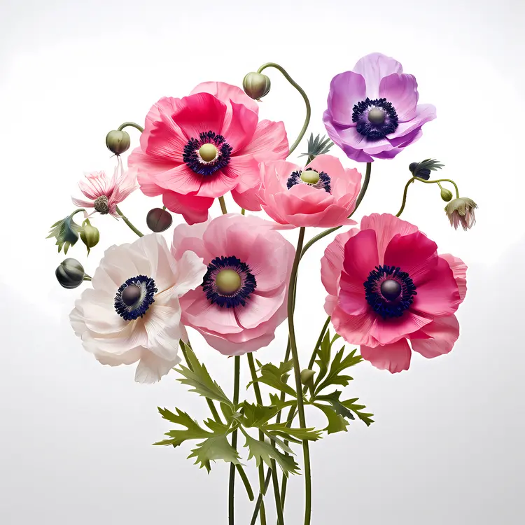 Pink and White Anemone Flowers