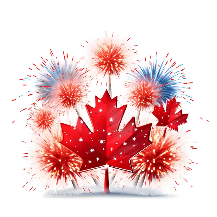 Maple Leaf with Fireworks