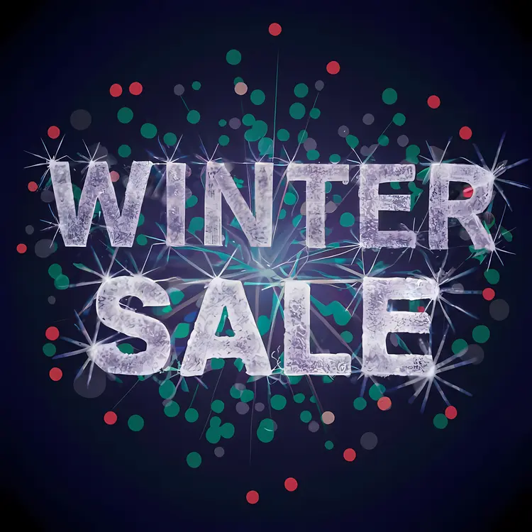 Winter Sale with Icy Text and Sparkles
