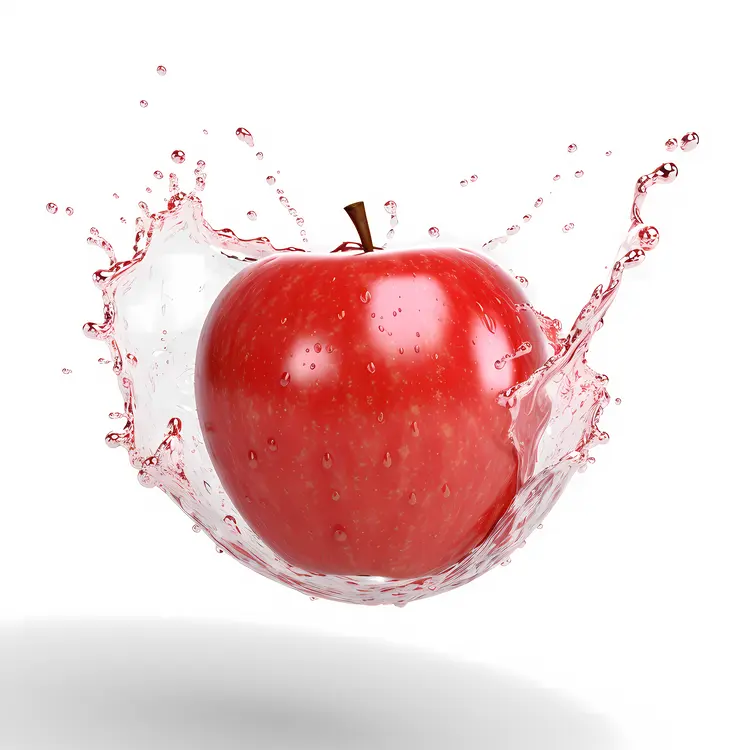 Fresh Red Apple with Water Splash