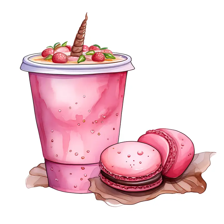 Pink Drink with Macarons and Berries