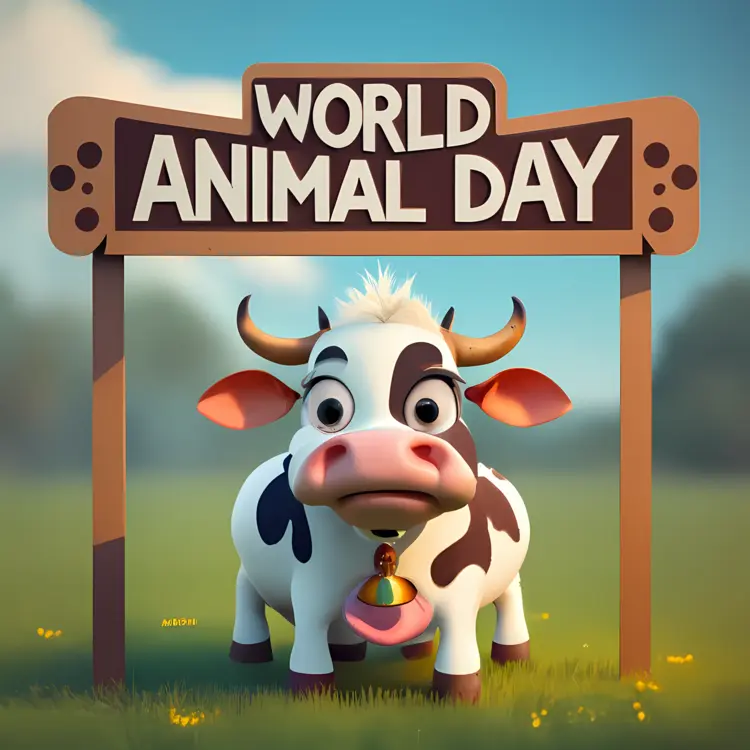 Cartoon Cow for World Animal Day