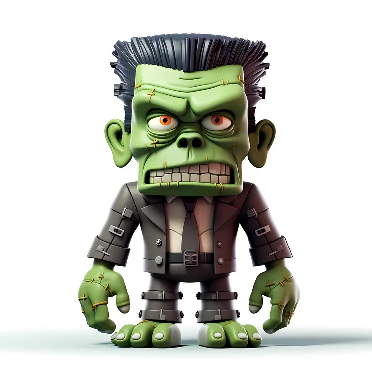 Angry Green Monster in Stitched Suit