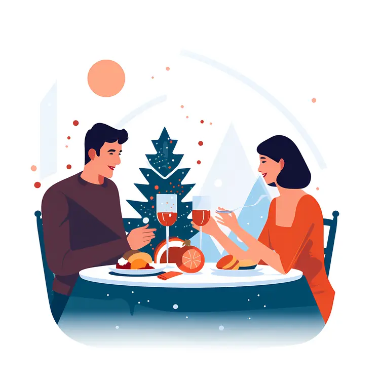 Couple Enjoying Christmas Dinner