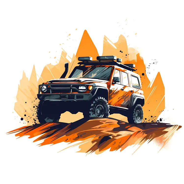 Orange Off-Road Vehicle on Rocky Hill