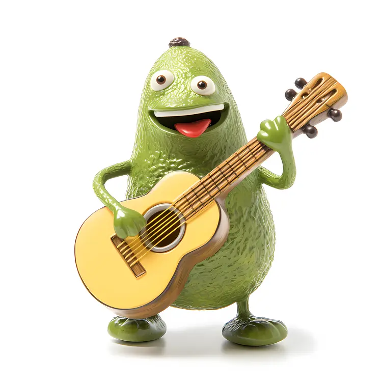 Playful Avocado with Guitar Toy