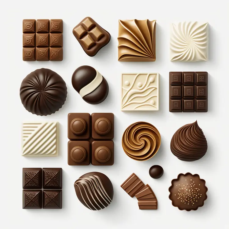 Assorted Chocolate Confections in Various Shapes and Designs