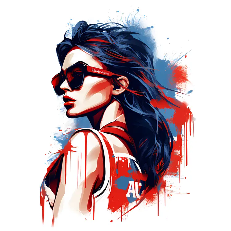Cool Woman with Sunglasses and Blue Hair