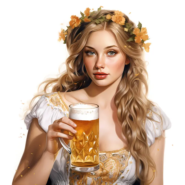 Smiling Woman with Beer