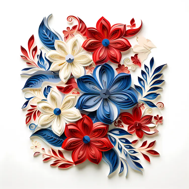 Red, White, and Blue Floral Art