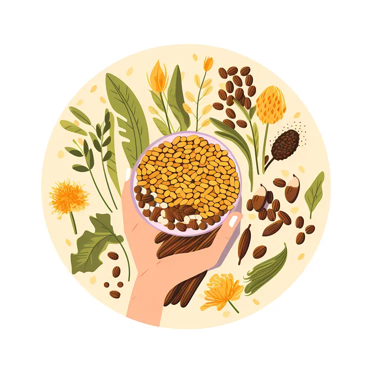 Hand Holding a Bowl of Seeds with Plants