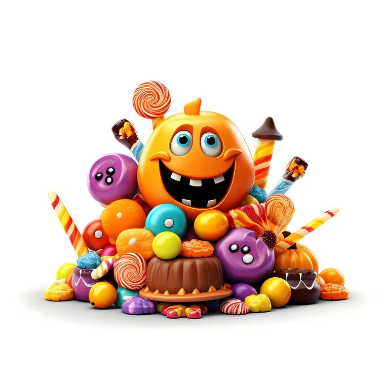 Happy Pumpkin and Candy for Halloween