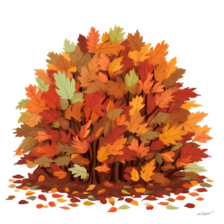 Colorful Autumn Leaves Bush
