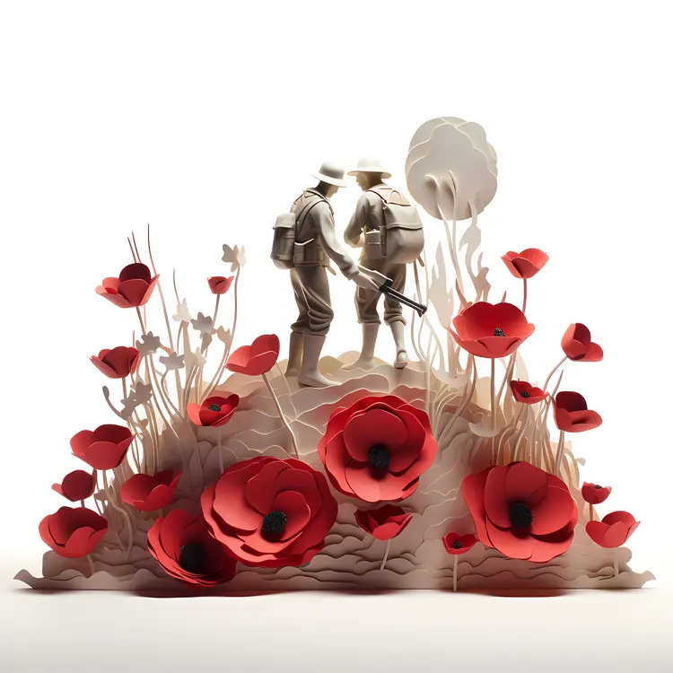 Paper Art of Soldiers with Poppies