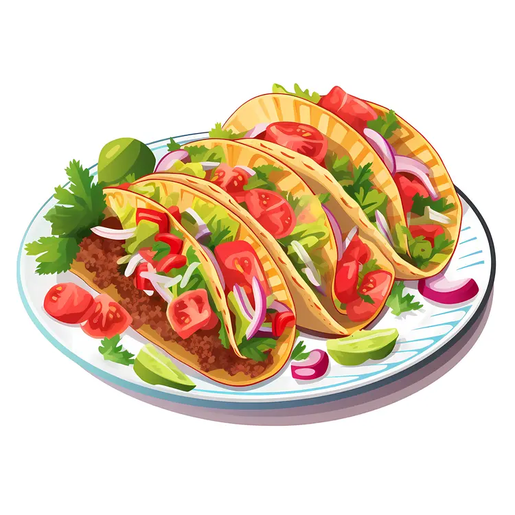Plate of Tacos with Fresh Ingredients