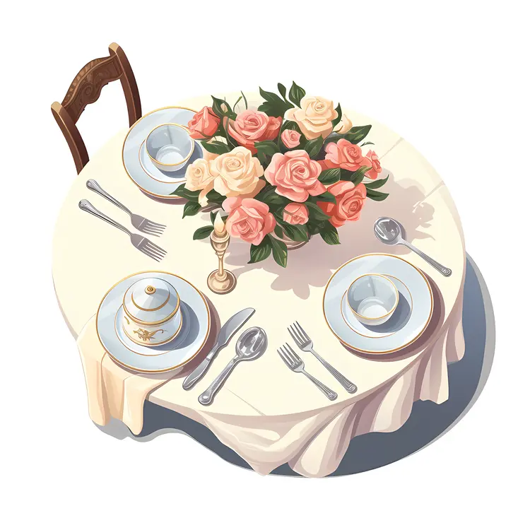 Elegant Table with Floral Centerpiece and Glasses