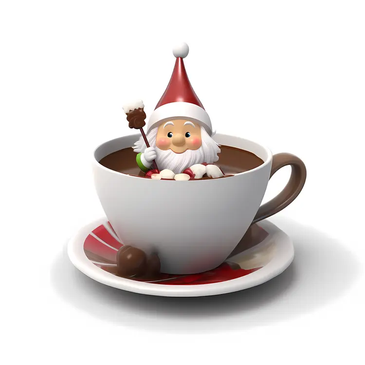 Santa Claus in a Cup of Hot Chocolate