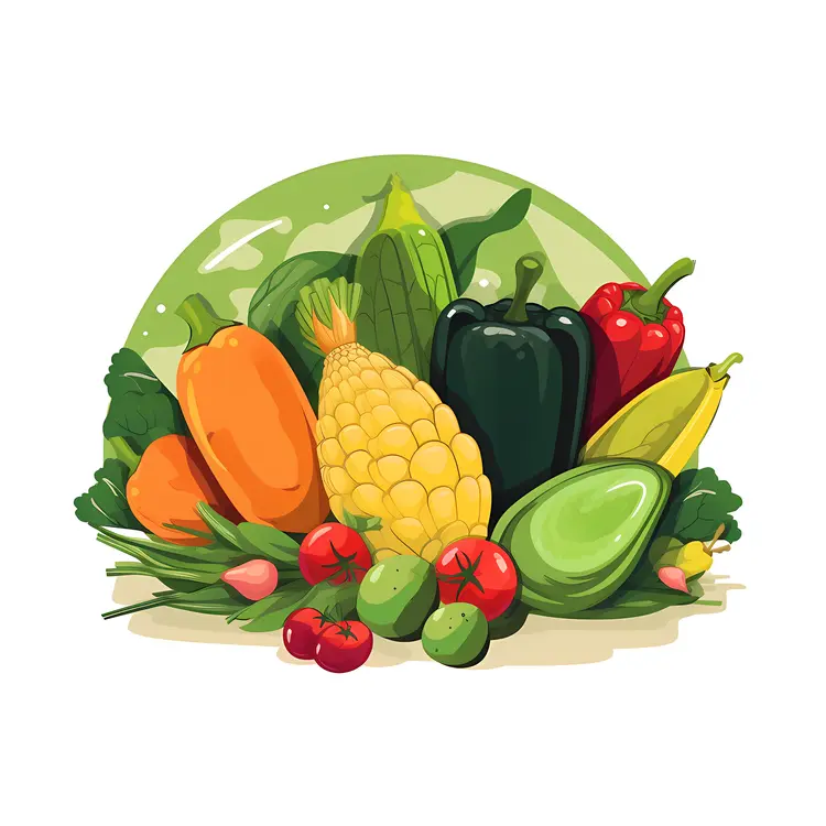 Colorful Vegetables in a Fresh Produce Illustration