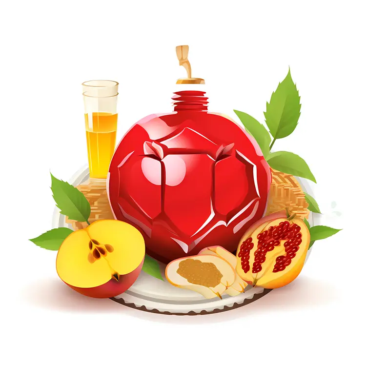 Pomegranate and Fruits for Rosh Hashanah Celebration