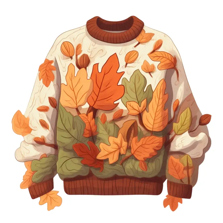 Autumn Sweater with Leaf Pattern