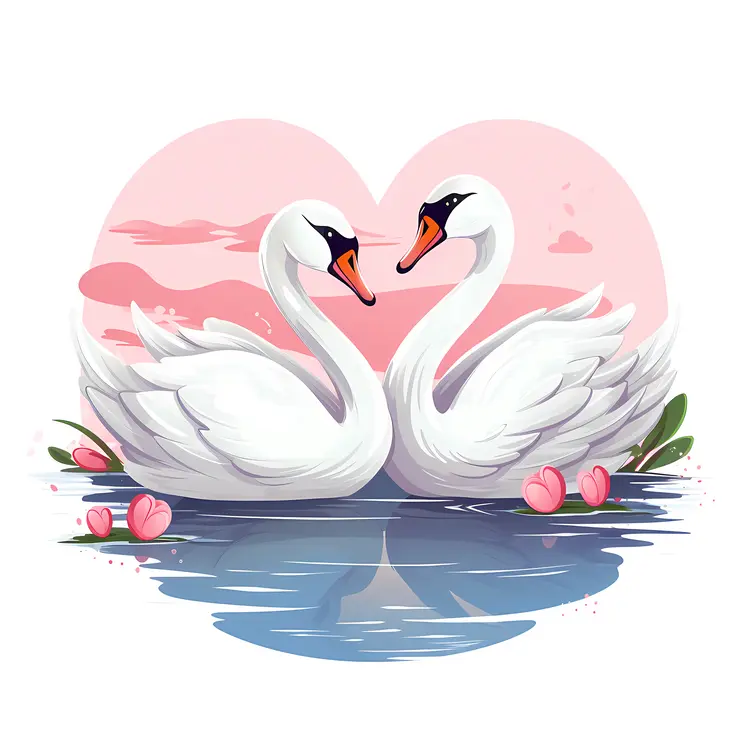 Romantic Swans in Love