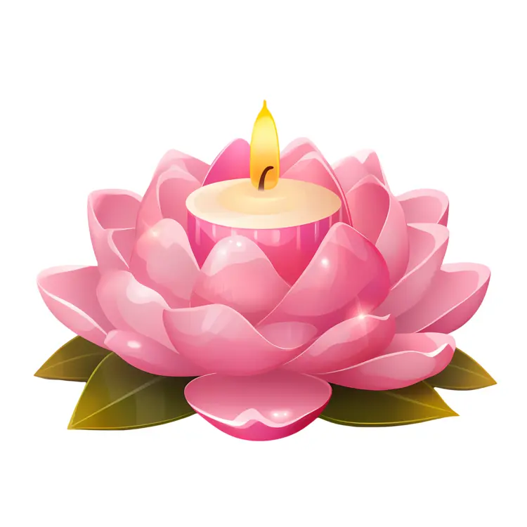 Pink Lotus Candle with Flame