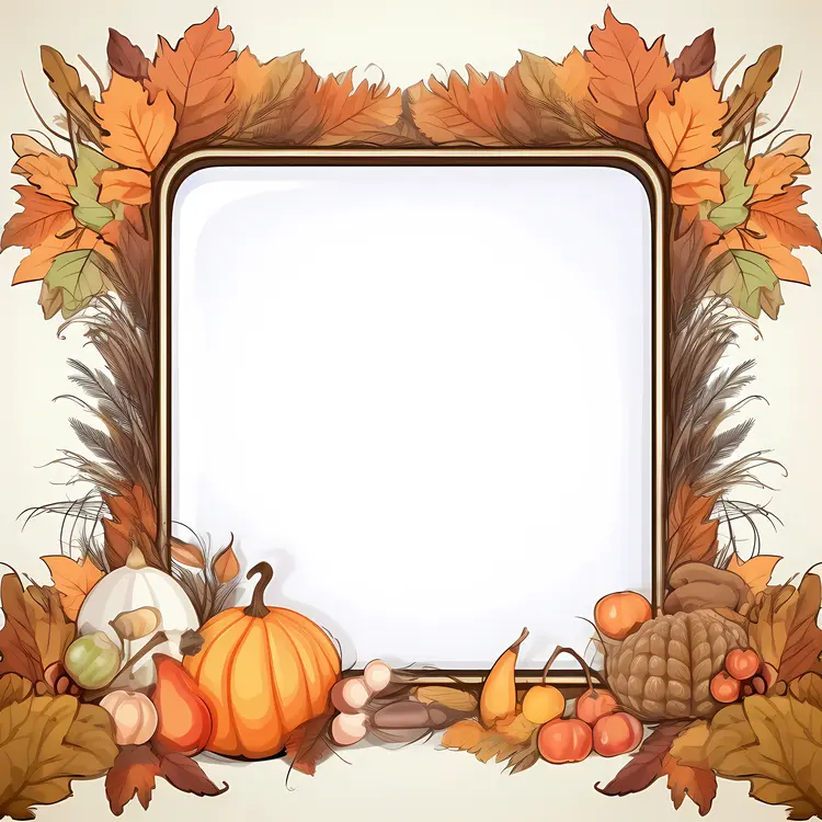 Autumn Frame with Pumpkins and Gourds