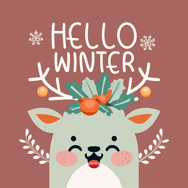 Cute Reindeer with Winter Decorations