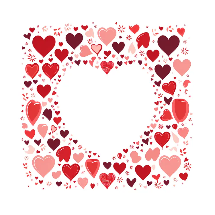 Heart Frame with Red Hearts for Valentine's Day
