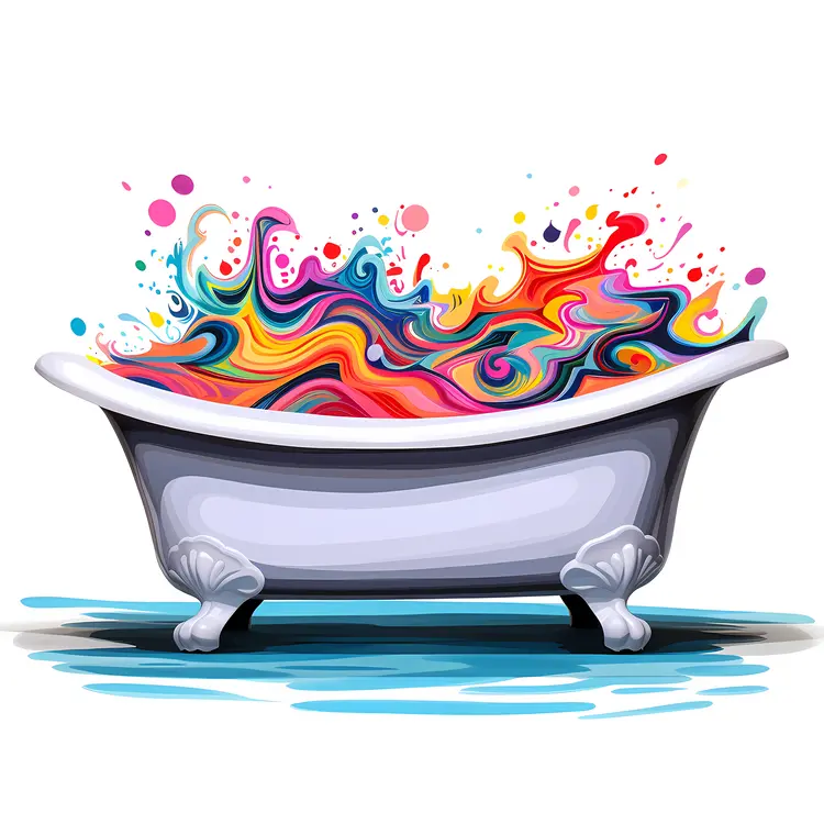 Colorful Bathtub with Artistic Design