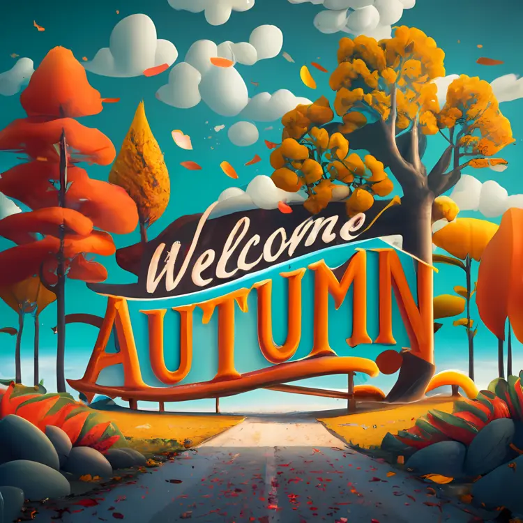 Welcome Autumn Sign with Colorful Trees