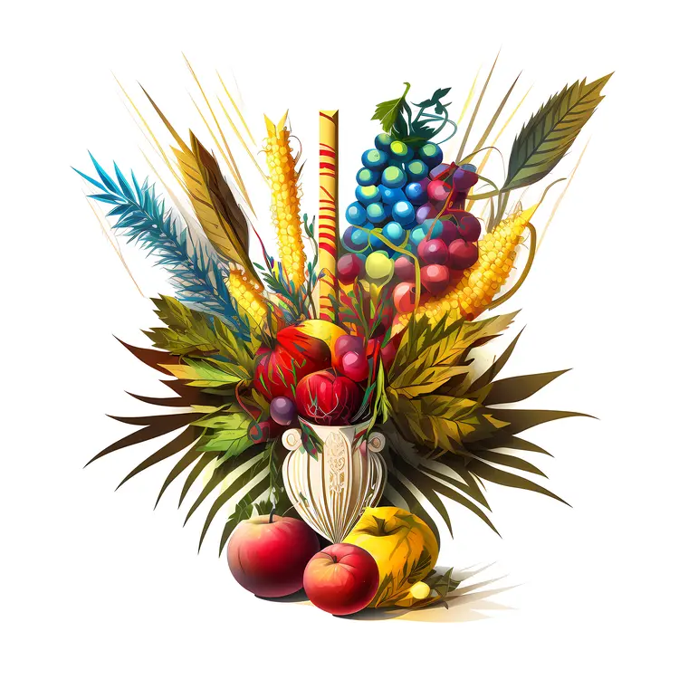 Fruit and Plant Arrangement in Vase