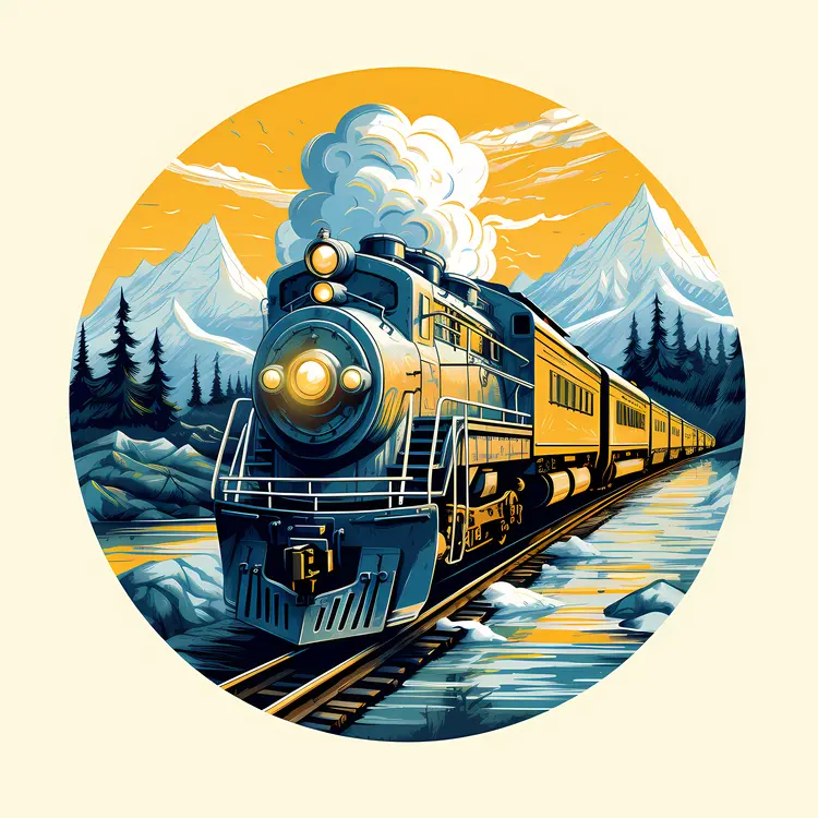 Train Traveling Through Mountains