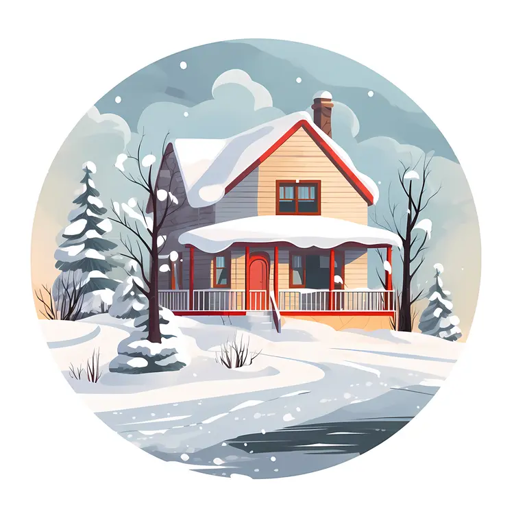 Snowy House in Winter Wonderland