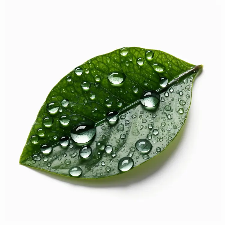 Green Leaf with Water Droplets