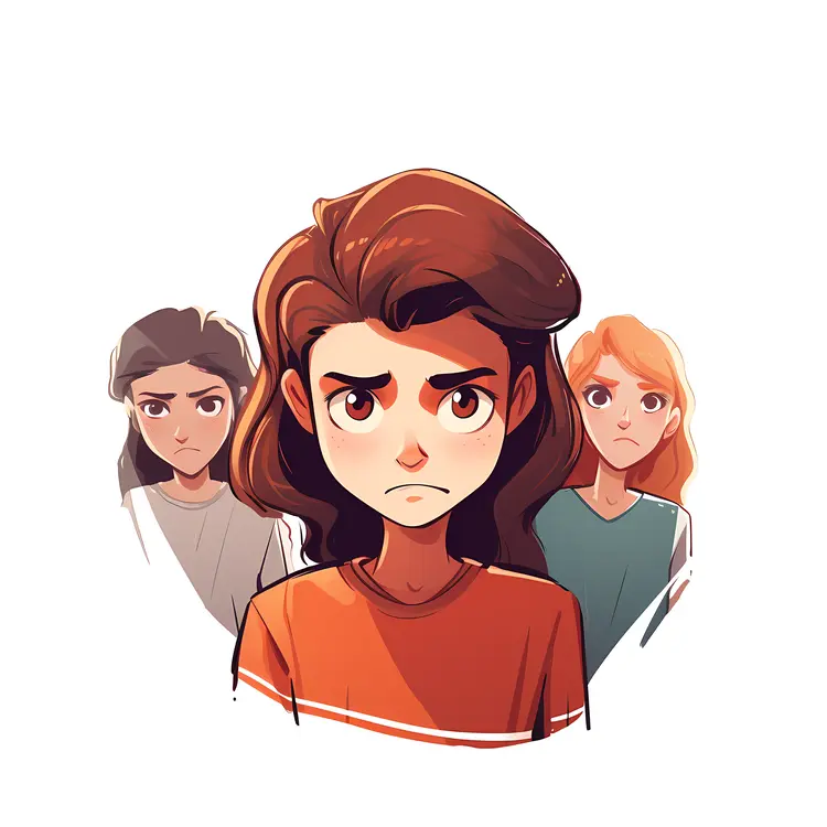 Angry Girl with Friends