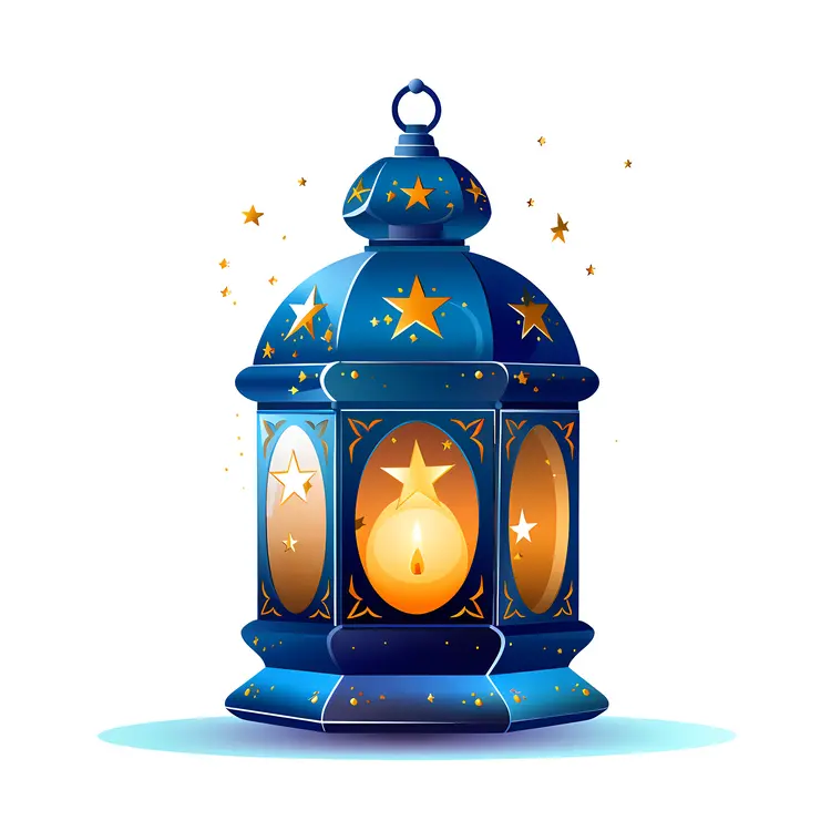 Blue Lantern with Star Patterns