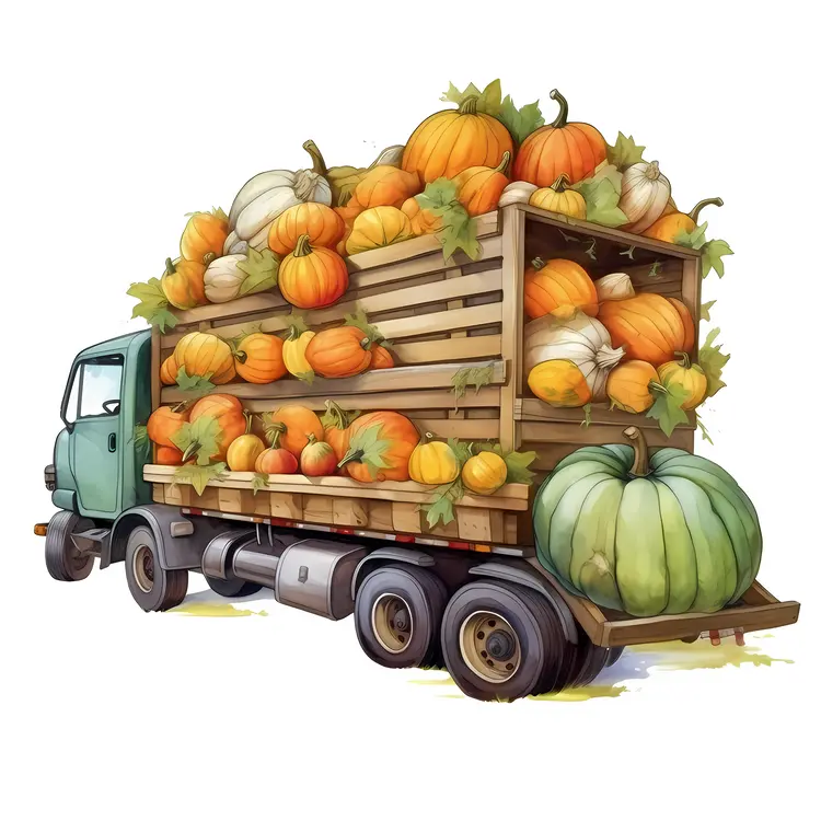 Truck Loaded with Pumpkins for Harvest Season